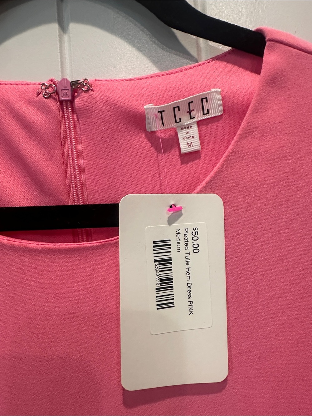 TCEC Pink Sleeveless Mini Dress with Tulle Hem - Picture 3 of 5